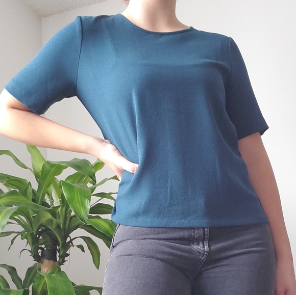 Blue Button Down Top - Picture 2 of 3